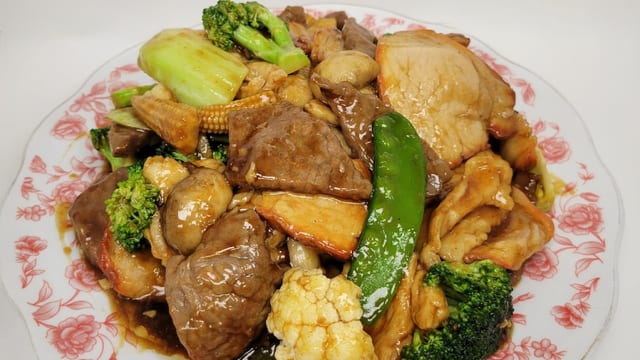 Delight of Roast Pork, Chicken, and Beef.