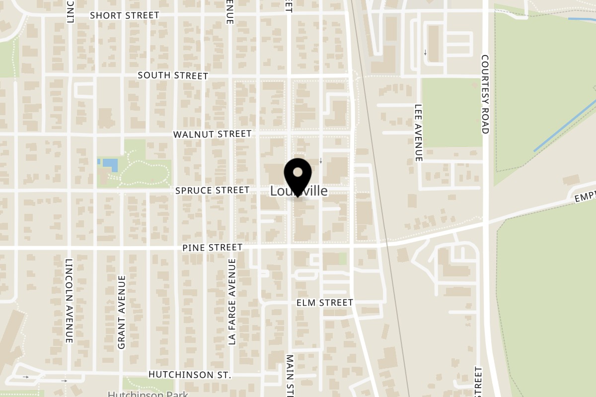 Map showing the location of Double Happy on 740 Main St in Louisville